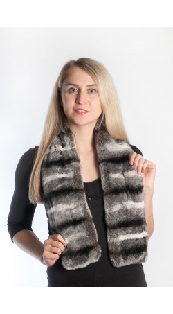 Rex Chinchilla fur scarf - striped